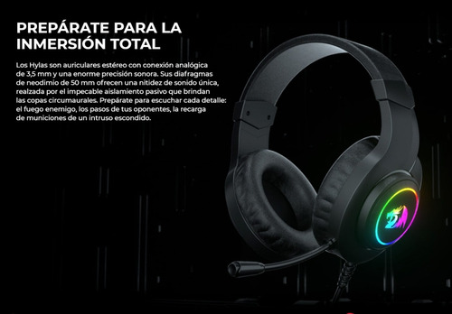 Imagen 10 de 11 de Headset Gamer Redragon Alámbrico Hylas H260 Rgb
