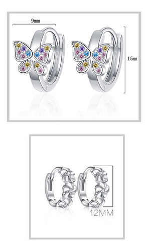 2 Pares Aretes Mujer Arracada De Aro Plata S925 Zirconia