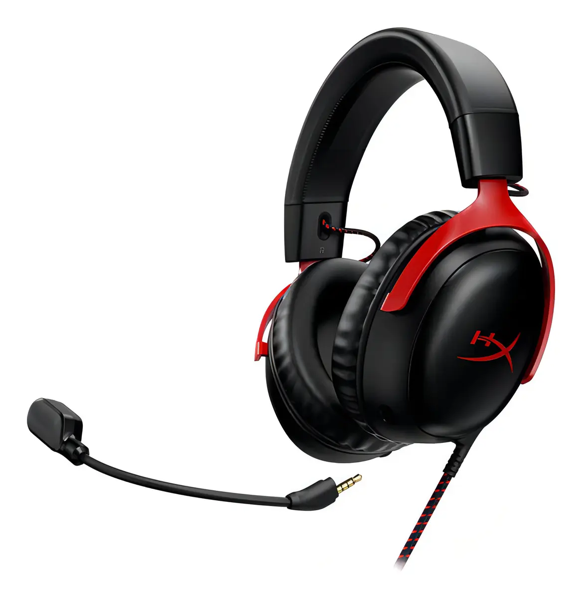 Headset Gamer HyperX Cloud III – Compatível com PC, PS5, Xbox Series X · S, Drivers Angulados de 53mm, Áudio DTS, Microfone de 10 mm, USB-C, USB-A, Fio de 3,5 mm, Vermelho e Preto (727A9AA)
