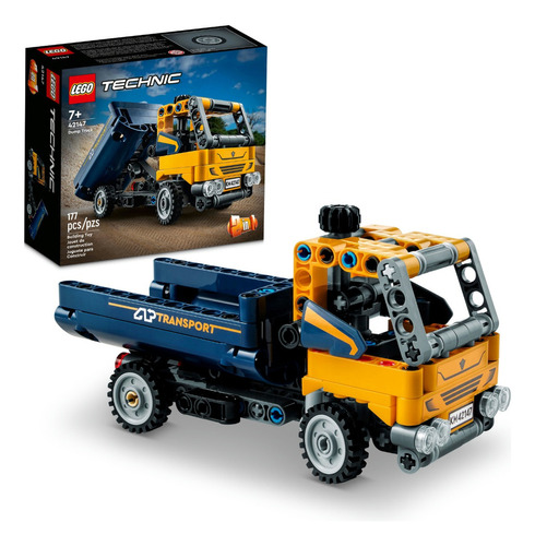 Kit De Construção 2 em 1 Technic 42147 Caminhão Basculante Com 177 Peças Lego