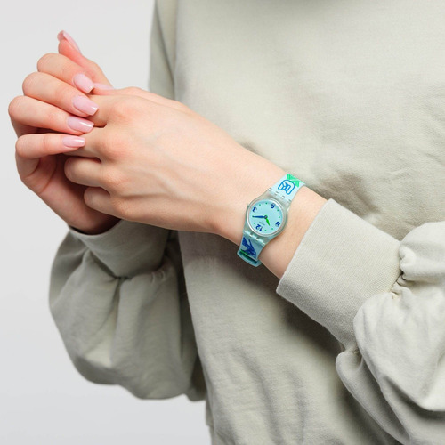 Reloj Swatch #greentouche Ln157 Color de la correa Azul Color del bisel Transparente Color del fondo Transparente