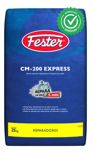 Fester Mortero Reparador Cm200 Express 25 Kg ¡seca En 5 Min!