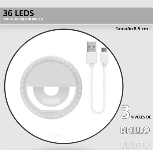 Aro De Luz Led Para Celular Recargable Usb Selfies