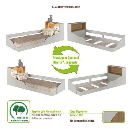 Quarto Infantil Completo Guarda Roupa E Cama Montessoriana Lille Cj079 Arenas - Art In Móveis