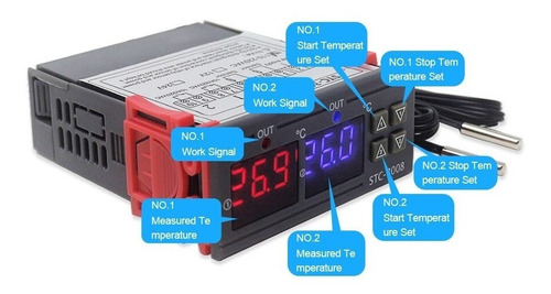 Termostato Digital Doble Stc-3008 Con Sonda 220v