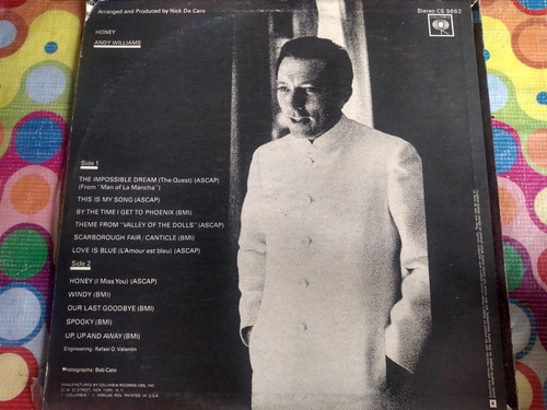 Andy Williams Lp Honey Love Si Blue (Usado)