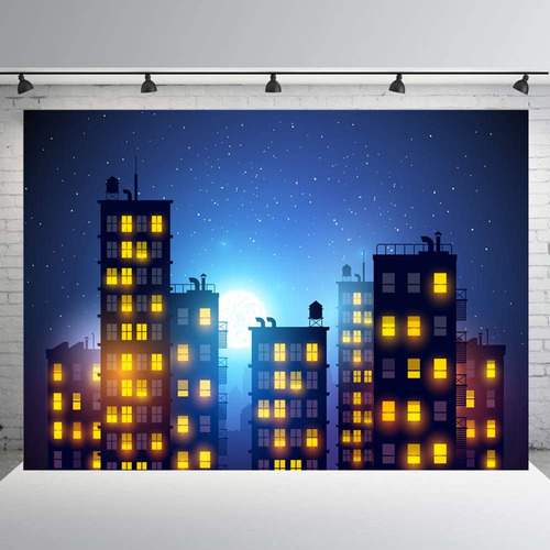 Ruini Telon Fondo Ciudad Super Hero Starry Sky City Decor 7