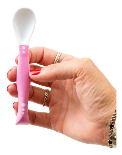 Colher Infantil Dobrável De Silicone 2 Uni Colorida Clingo Cor Rosa