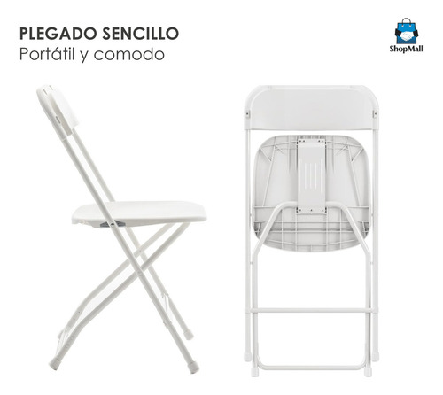 Set 5 Sillas Plegables Para Eventos Plástico Negras Color Blanco Silla