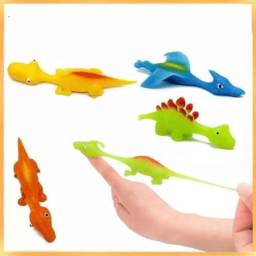 Brinquedo Kit 20 Dino Estilingue De Dinossauro Saltitante