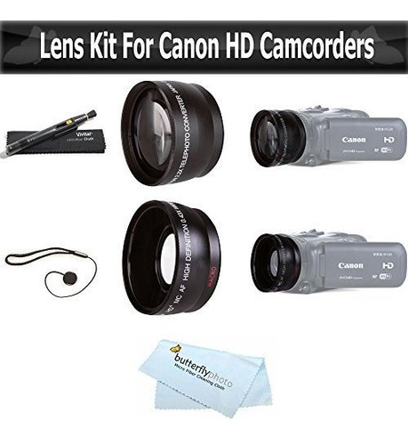 Kit De Gran Angular Y Telefoto Lente Para Canon Vixia Hf R82