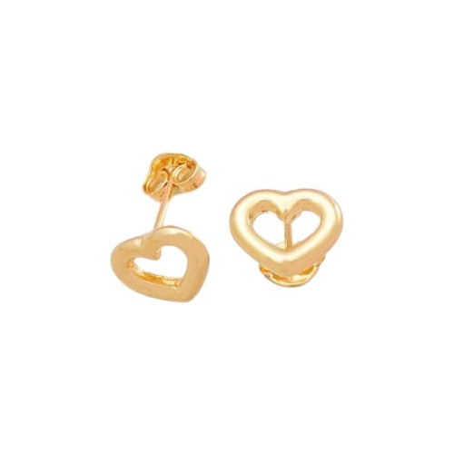 Aretes/topos Para Mujer/niña En Oro 18k Diseño Corazón