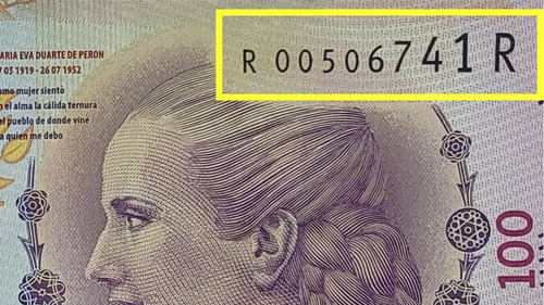 Billete 100 Pesos Evita Reposición Error R Eva Peron (Usado)
