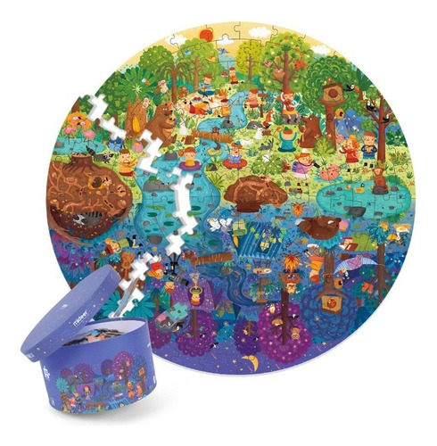 Rompecabezas Puzzle 150 Piezas Redondo Día En Bosque Mideer