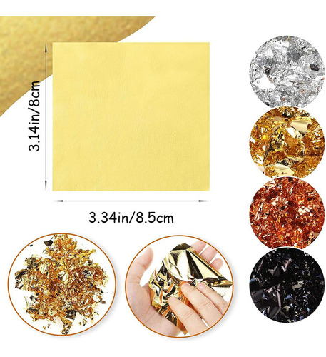 Hojas De Papel De Aluminio De Cobre, Plata Y Oro De Imitació