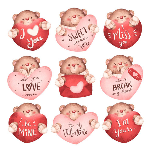 Clipart Osos San Valentin Acuarela 4