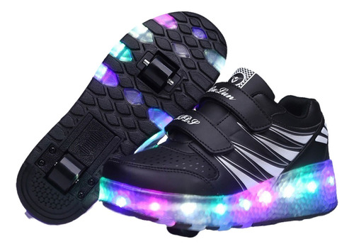 Zapatos Deportivo Con Ruedas Color De Luz Led Adultos Y Niño