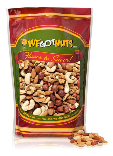Nueces Mixtas Sin Sal Crudas De Lujo - Bocadillo De Nueces M