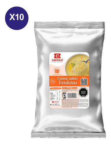 Pack 10 - Crema Sabor Verduras Carozzi 1 Kg