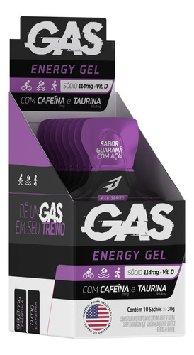 Gas Energy Gel Repositor Energético 10 Sachês Bodyaction Sabor Guaraná com açaí