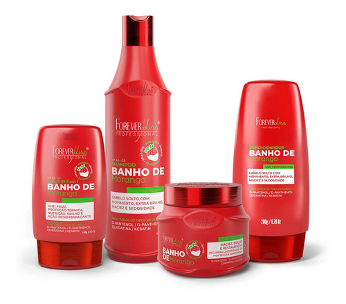 Kit Banho De Verniz Morango Completo Forever Liss