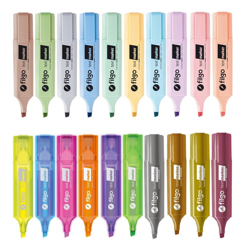 Pack X20 Resaltador Filgo Text Pastel Fluo Pastel Metal