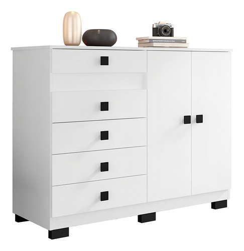 Guarda Roupa 1684 Com Multiuso 6020 E Cômoda 2352 - Araplac Cor Branco