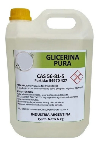 Imagen 1 de 1 de Glicerina Liquida 5 Lt (6,25 Kg)