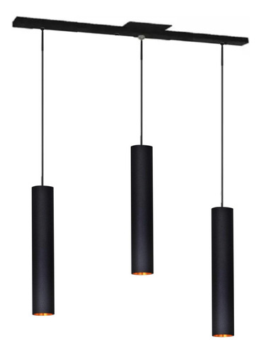 Colgantes 3 Luces Tubo 35cm Negra / Blanco +regleta C/lamp F