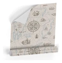 Comprar Papel De Parede Adesivo Mapas Bussolas Lavável Sala 12m