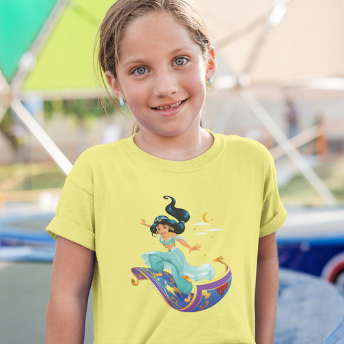 Princesas Disney Playera Niña Jasmine Aladdin Oficial
