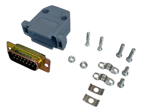 Kit Conector Db15m Macho + Capa Plastica Para Db15 Kit Curto