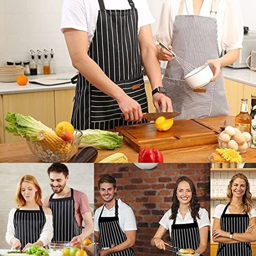 Delantal Con Babero Ajustable Con 2 Bolsillos Para Cocinar,