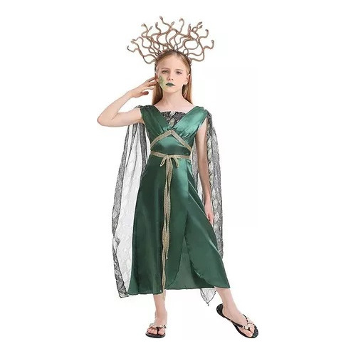 Vestido Niña Halloween Medusa Cosplay Mitología Griega