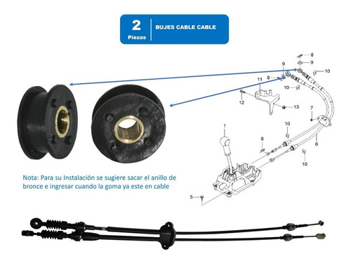 Bujes Cable Control Velocidades Chevrolet Matiz 1.0 2006 2pz