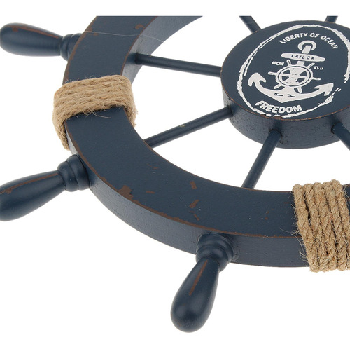 Decoración Colgante De Barco De Madera De Playa Azul Oscuro