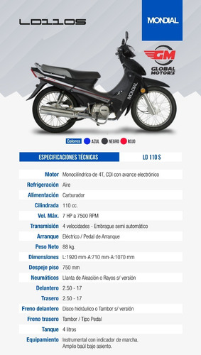 Imagen 9 de 10 de Mondial Ld 110 S - Global Motor's Corrientes
