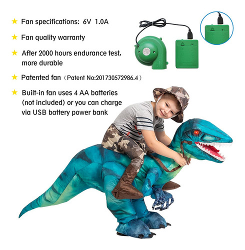 Envío Gratis Disfraz Inflable De Dinosaurio Goosh T Rex For