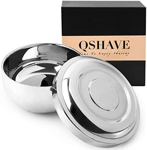 Qshave Acero Inoxidable Afeitado Tazon Con Tapa 4 inch Di 