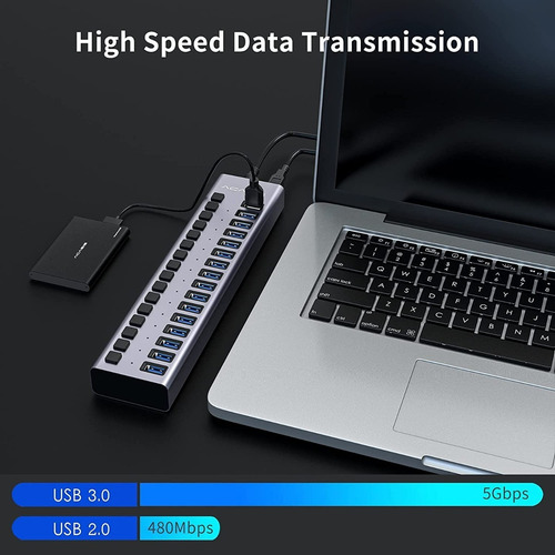Imagen 7 de 8 de Hub Usb - 16 Port Usb 3.0 - Switch On/off - Fuente 12v 7.5a
