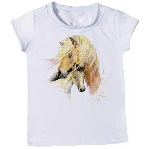 Blusa Feminina Infantil Cavalo Loiro Pai Estampa Country