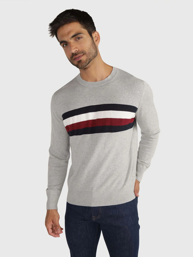 Sweater Structure Stripe Hombre Tommy Hilfiger Gris