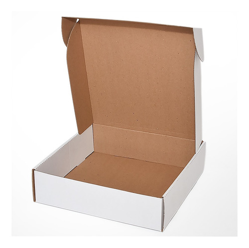 Caja De Carton Envios 26x26x7 Cm Blanco 50 Pzs Con Impresión