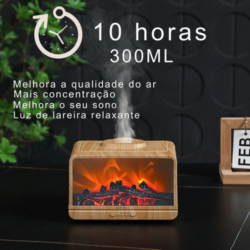 Umidificador E Difusor De Aroma Lareira, P/ Óleos Essnciais