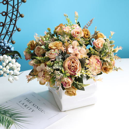 2 Unidades De Rosas De Seda Artificial Para Decoração De Cas