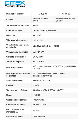 Grl8-01 Rele Controlador De Nível Liquido