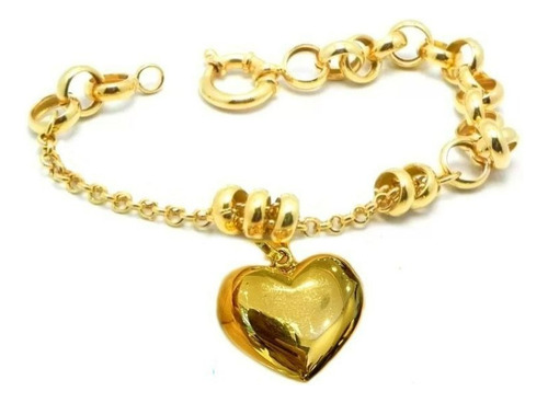 Pulseira Elo Português Coração 15 Gramas Ouro 18k 750 Comprimento 19 Cm Cor Amarelo Diâmetro 0 Cm