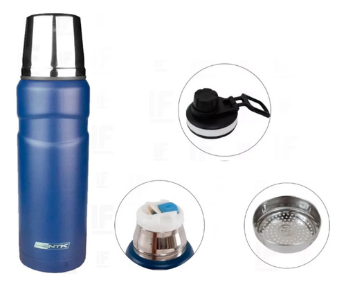 Garrafa Térmica Nautika Rock 500ml Azul Aço Inox Livre Bpa