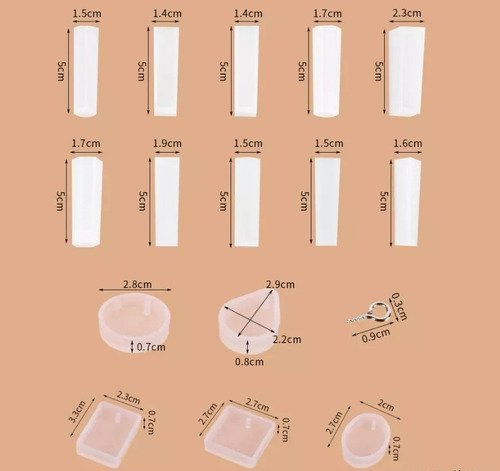 Imagen 2 de 7 de Moldes Resina 115 Piezas Pack Set Llaveros Collares Gancho