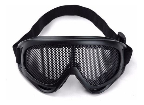 Óculos De Proteção Tático Com Tela Metálica Airsoft Cor Preto